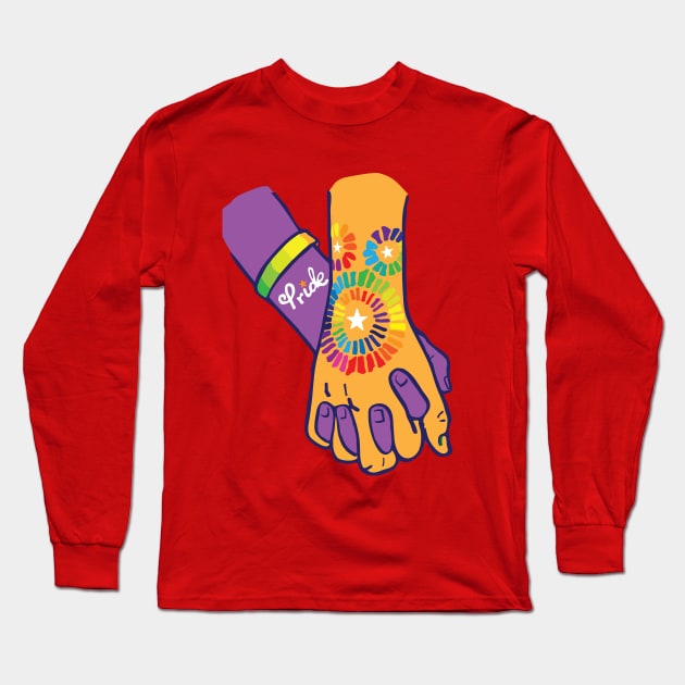 Pride Love Hands Holding Long Sleeve T-Shirt by gentlemanjoan